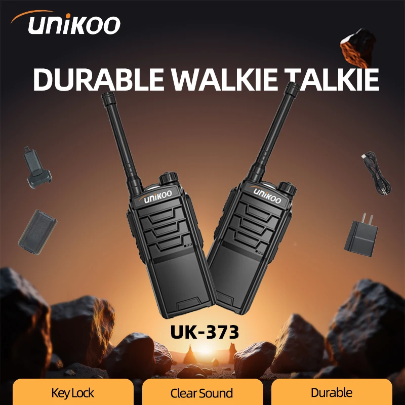 

2 PCS UNIKOO UK373 Walkie Talkie portable FM radio Long Range communication Powerful Durable Two-way Radio Wireless set