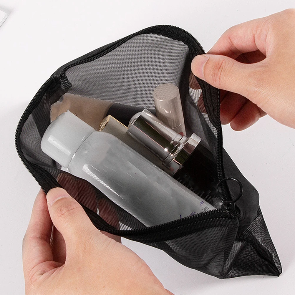 

3 Pcs Makeup Storage Bag Mesh Zipper Pouch Small Toiletry High Capacity Travel Bags Nylon