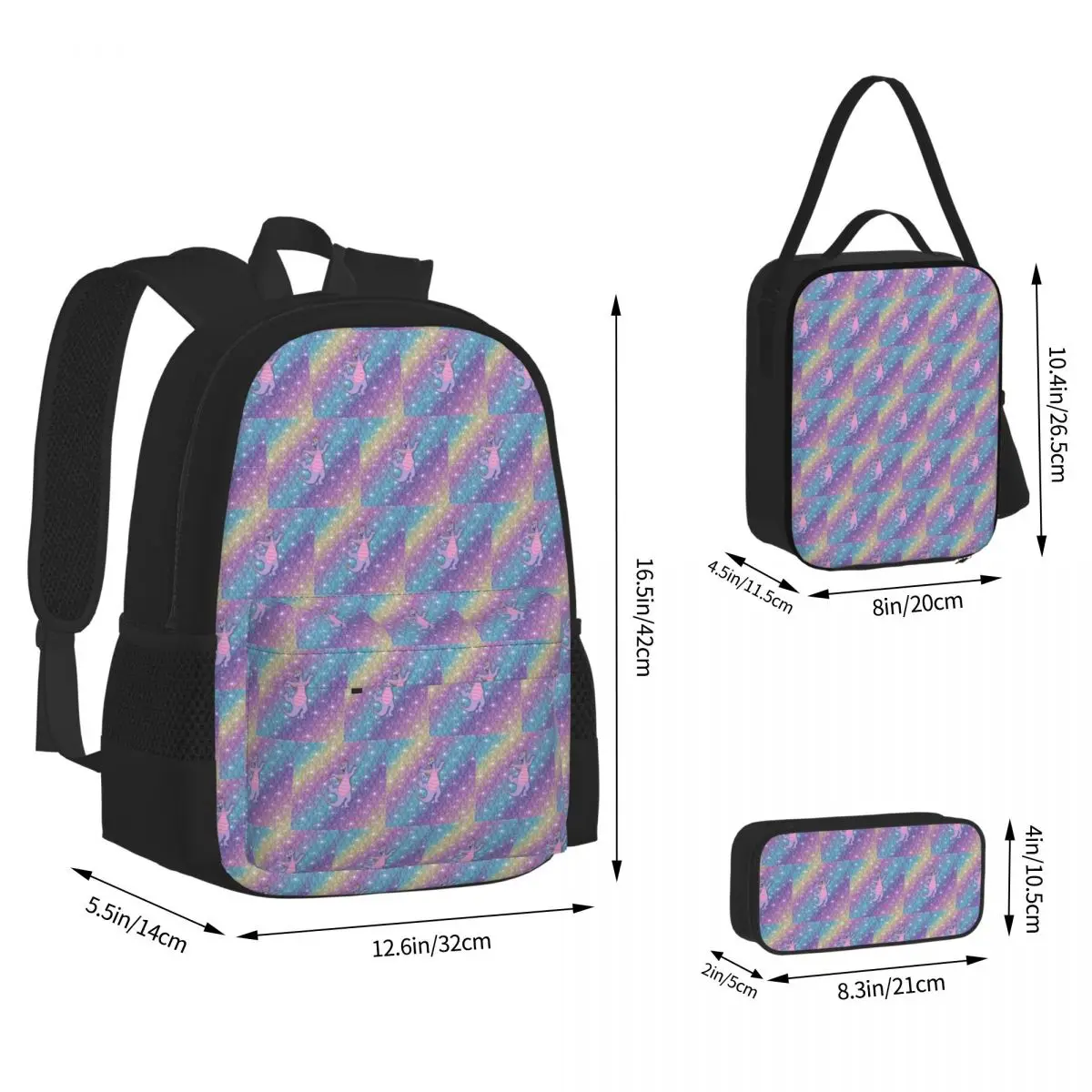 Epcot Figment Beacon Of Magic Backpacks Boys Girls Bookbag Students School Bags Kids Rucksack Lunch Bag Pen Bag Three-Piece Set
