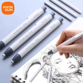 KHINSUN rétractable presse crayon gomme artiste dessin croquis caoutchouc pour enfants écolier gomme stylo avec recharge