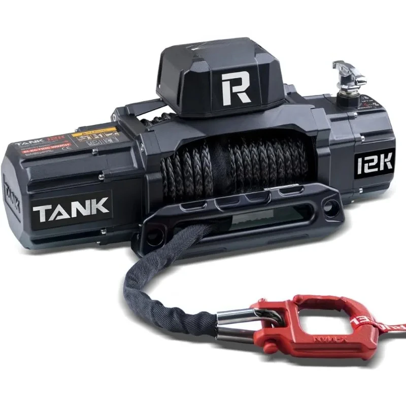 WINCH 12000lb ใหม่กันน้ําไฟฟ้าสังเคราะห์เชือก Winch 12V Hawse Fairlead,2 ใน 1 รีโมทคอนโทรลอินฟราเรด