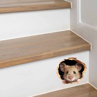 1PC Creative mouse hole wall sticker, a cute mouse design that peeks through a hole, used for fun home decoration in living room