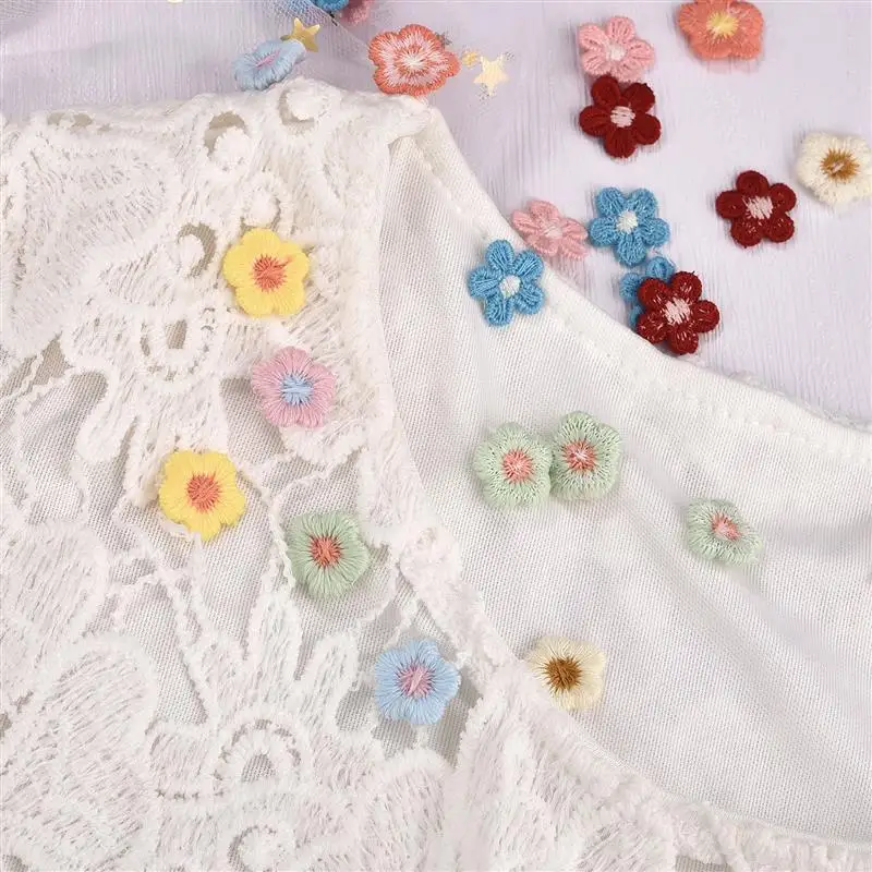 50Pcs Mixed Colors Flower Appliqued Lace For DIY Crafts Sewing Accessories Handmade Materials Wedding Supplies Home Decoration