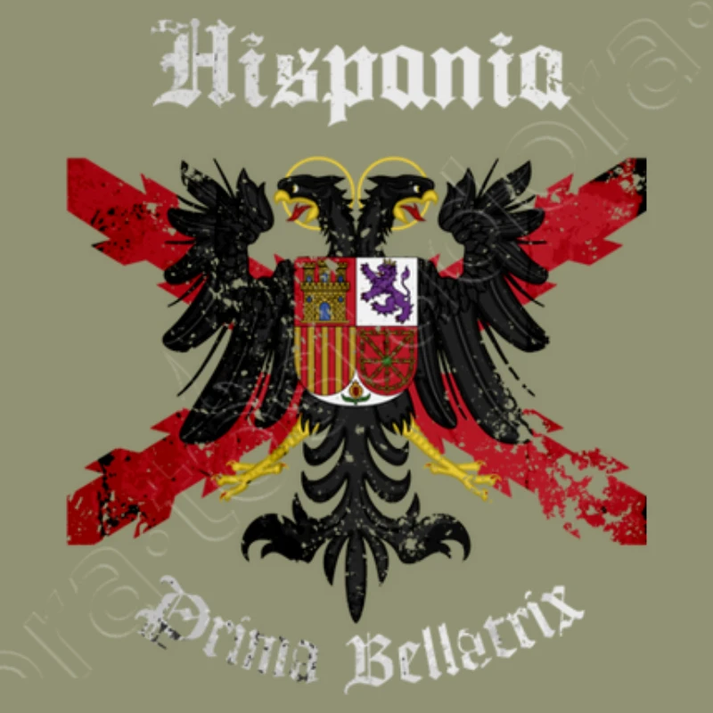 Hispania. First Bellatrix. Spanish Cross of Burgundy Eagle Badge T Shirt. Short Sleeve 100% Cotton Casual T-shirts Loose Top New