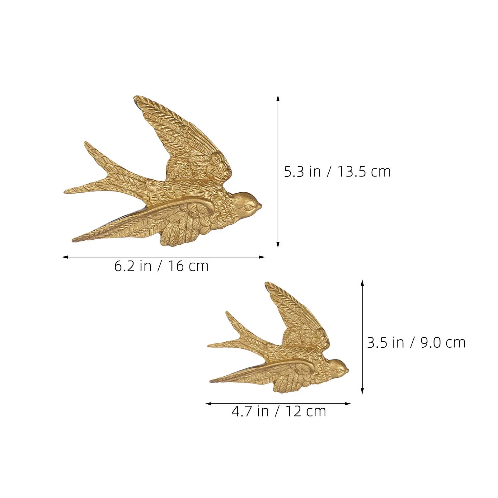 4Pcs Swallow Wall Decor Resin Flying Bird Sculpture 3D Vintage Gold Wall Art for Bedroom Living Room Garden Home Decor