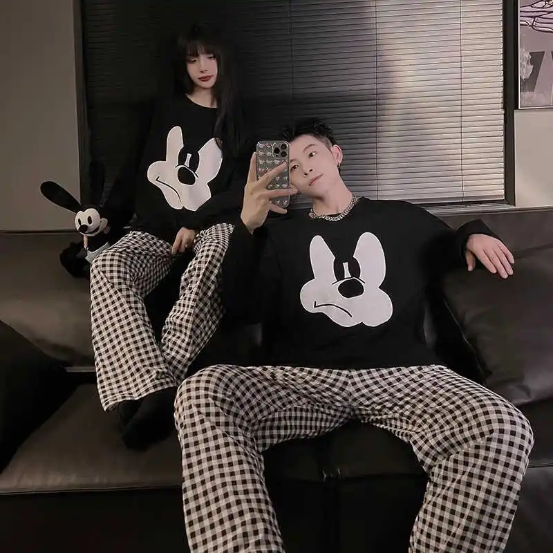 Disney couple pajamas new cotton two-piece suit couple suit cartoon Disney loungewear women\'s clothing Mickey Mouse pajamas