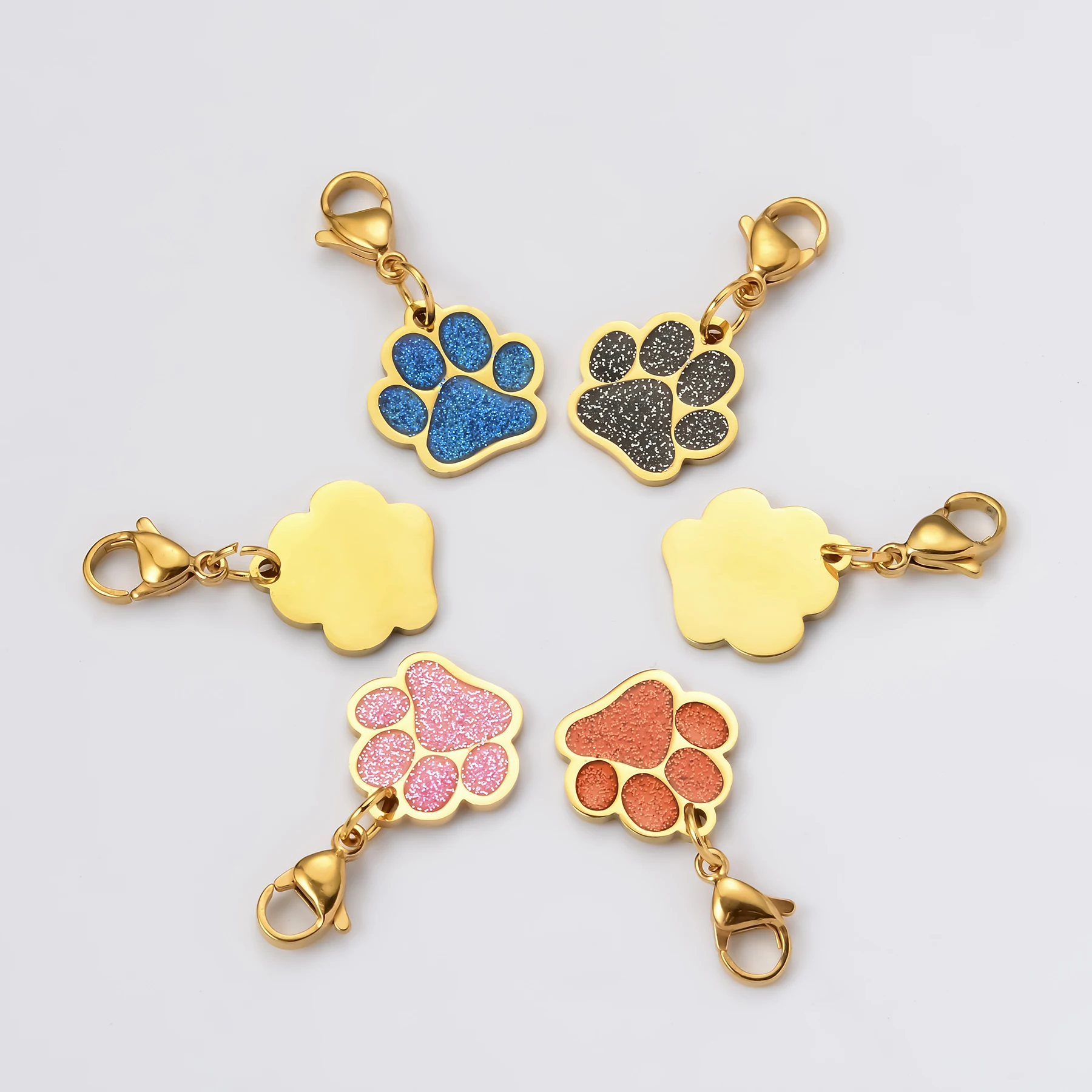 

1Pc Stainless Steel Metal Pet Paw Footprint Keychain Charms Lobster Clasps Cat Dog Collar Bag Jewelry Key Hoop Accessory