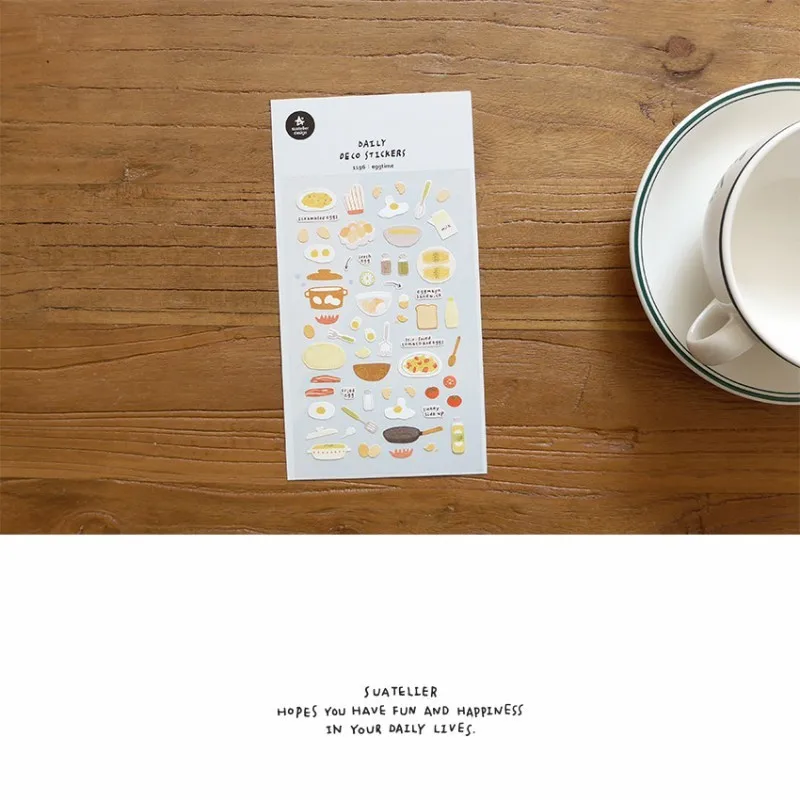 الكورية استيراد Suatelier وقت البيض الإفطار ورقة ملصق القصاصات الديكور القرطاسية ملصقات صناعة يدوية مدرسة مكتب التموين 1196