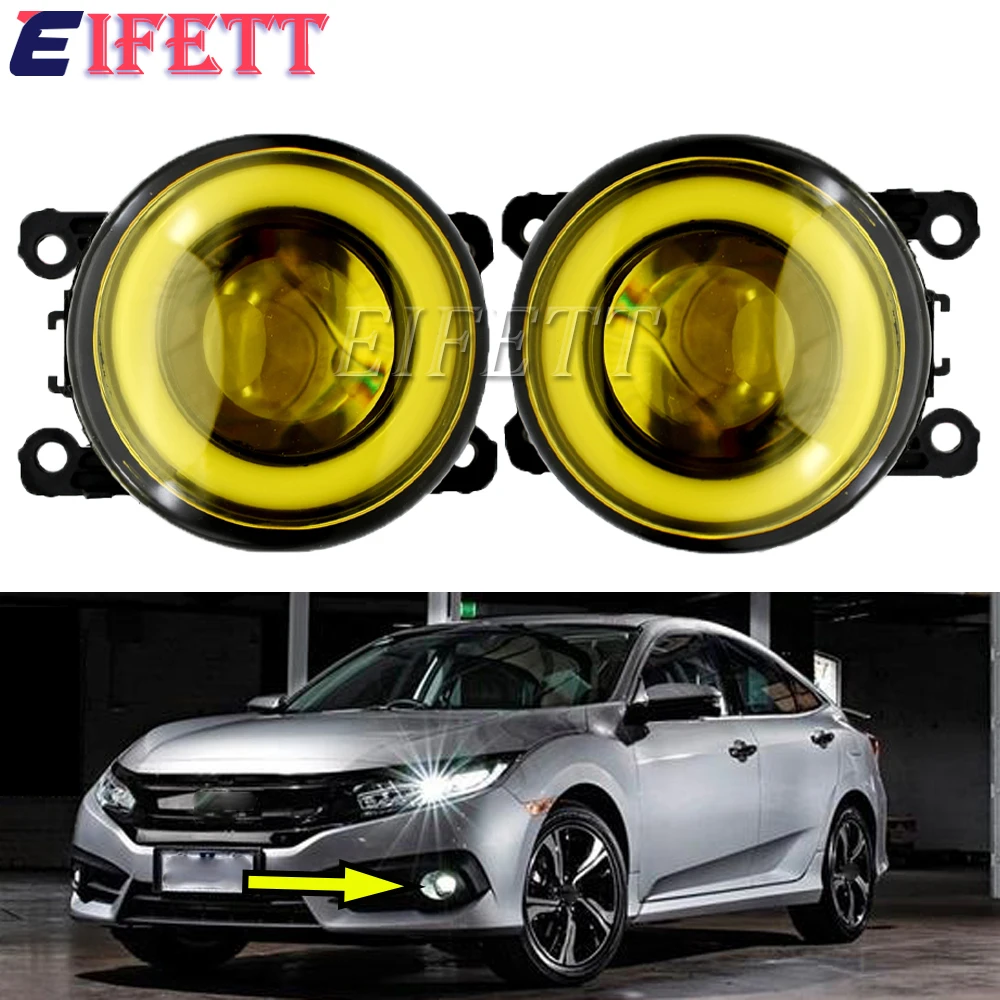 

LED Fog Lamp Angel Eye Halo H11 Daytime Running Light For Honda Civic X Saloon 2016 2017 2018 2019 2020 Headlights Car Styling