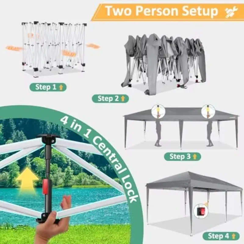 10x20 Canopy Tents for Parties 10x20ft Easy Setup Pop up Tents with Sidewalls & One Push Lock Waterproof Outdoor Large view 4