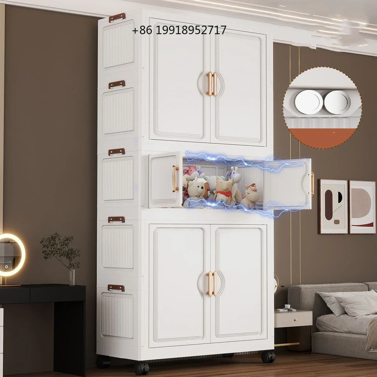 Folding Cabinet, Installation-Free Storage Box, Household Clothes, Quilts, Toys, Snacks Container Bins Organizer  Cabinet JJ534