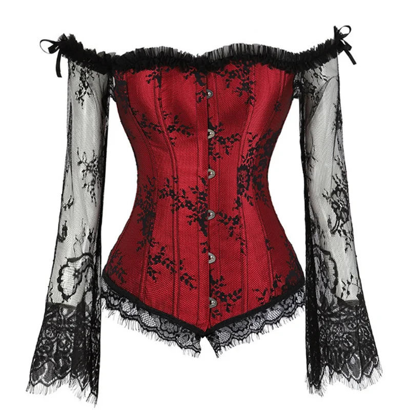 Evening Party Gothic Punk Top Women Corset Top Lace Bustier, Shapewear Off Shoulder Waist Trainer, Bridal Bodice Costume Gift