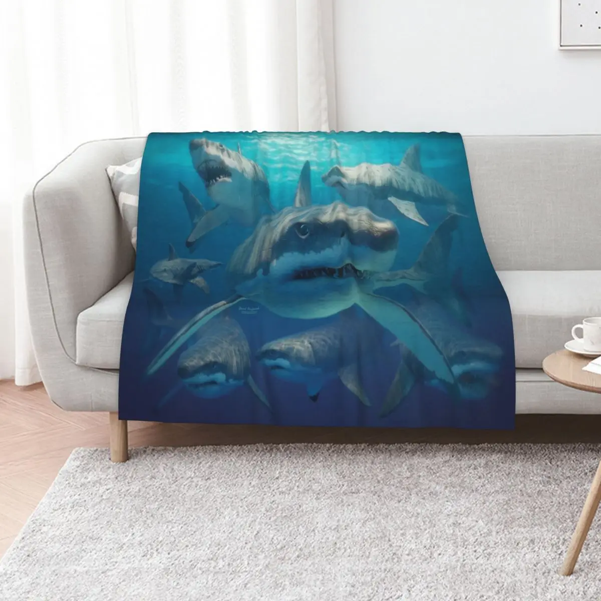 

Great white sharks Throw Blanket Cute Plaid funny gift Soft Big For Baby Blankets