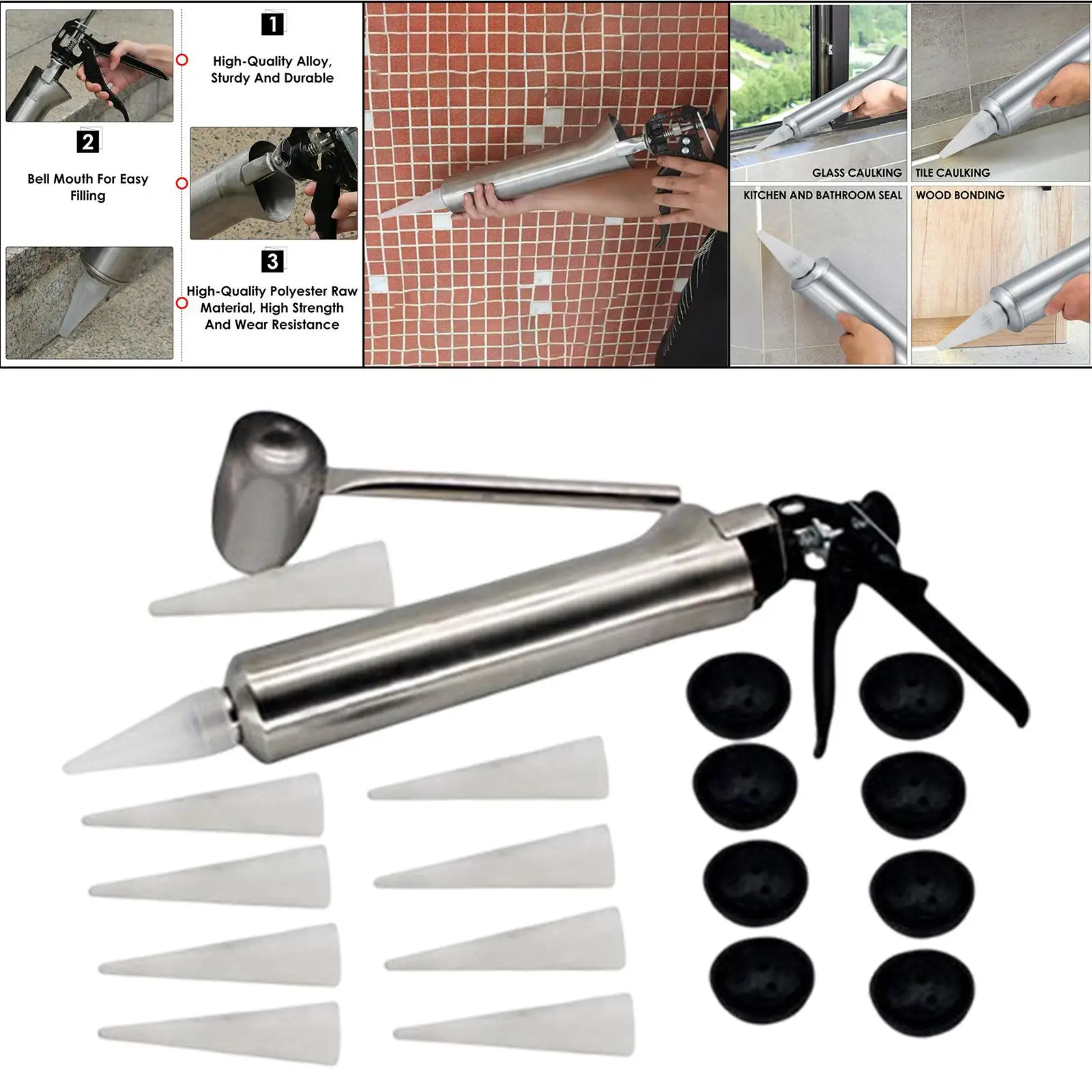 Caulking Gun Caulking Tool Mortar Syringe Joint Durable Grouting Gun Sprayer for