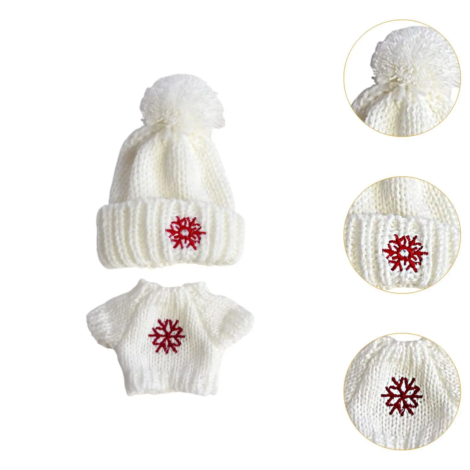 Plush Doll Pullover Top Winter Doll Outfit Set Flexibility Imagination Doll Apparel Snowflake Hat Accessory for 7.87inch Doll