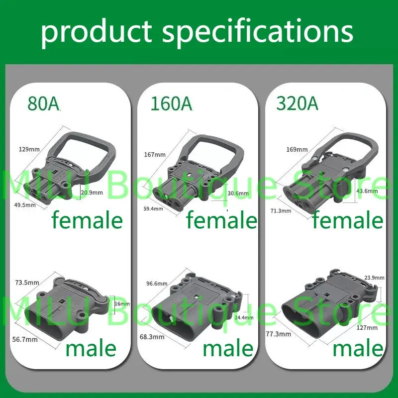 REMA 80A/160A/320A Forklift Battery Charging Connector Industrial Quick Plug DC150V Large Current Male Female Power Connectors