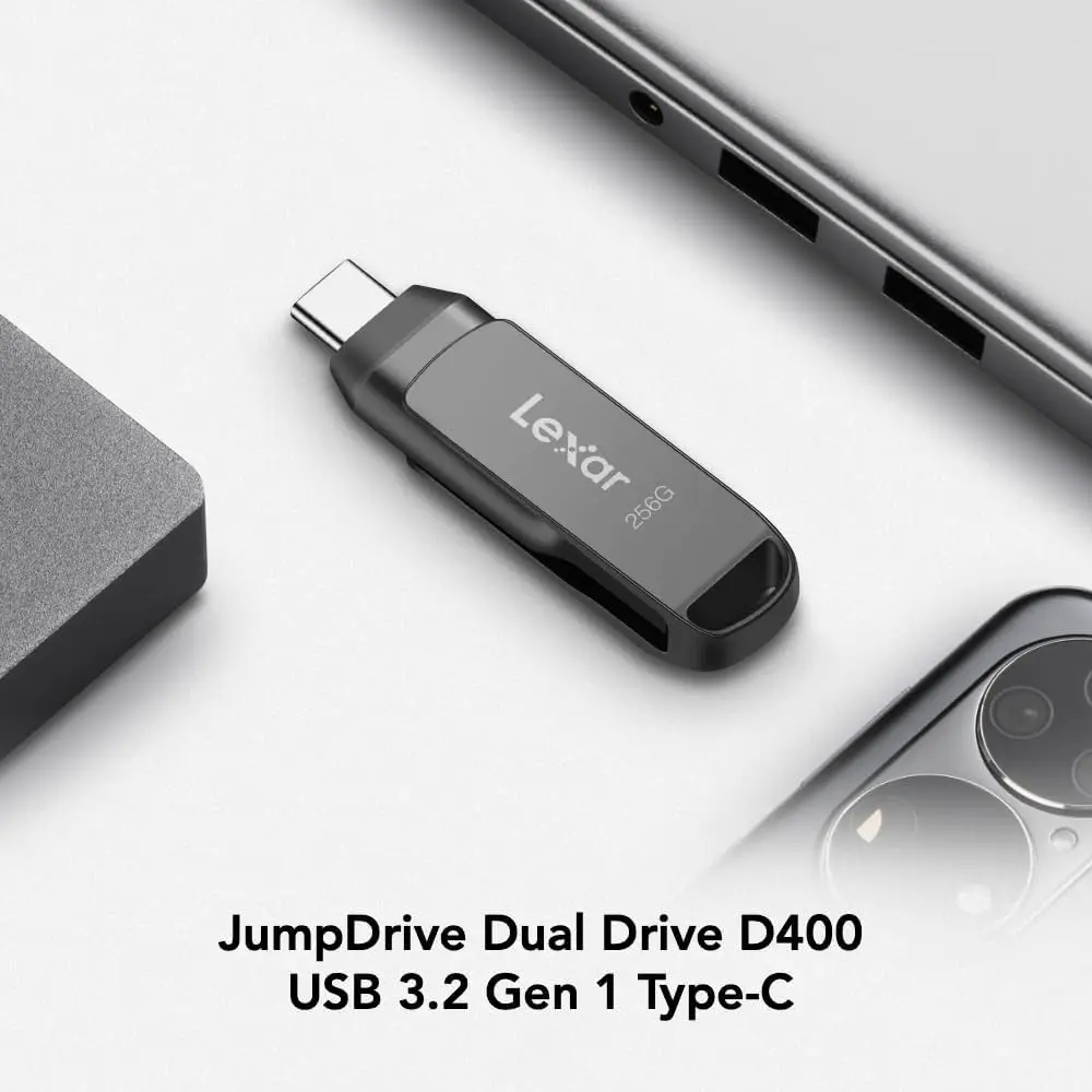 512GB USB 3.2 Type-C & Type-A Flash Drive for iPhone 15 Storage, Up to 170MB/s, Metal Swivel Design