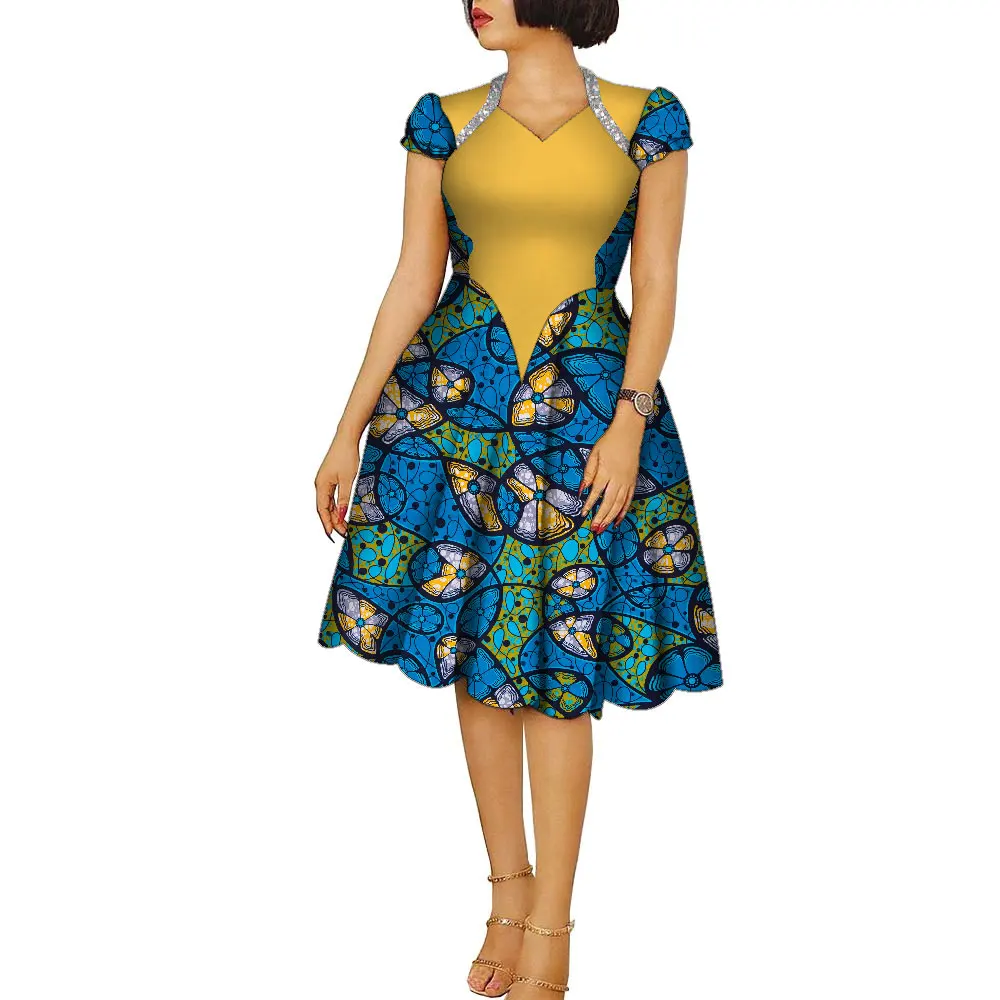 African Dresses for Women Ankara Fashion Patchwork Knee Length Pleated Lady Dresses Vintage Maxi Women V-neck Dress WY9273 - AliExpress 200000532 African Dresses for Women Ankara Fashion Patchwork Knee Length Pleated Lady Dresses Vintage Maxi Women V-neck Dress WY9273 - AliExpress 200000532