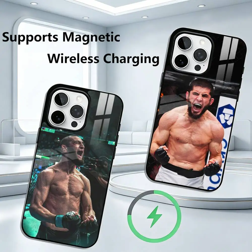 

P4P I-Islam M-Makhachev Phone Case For iPhone17,16,15,14,13,12,11 Plus,Pro Compatible with magnetic wireless charging