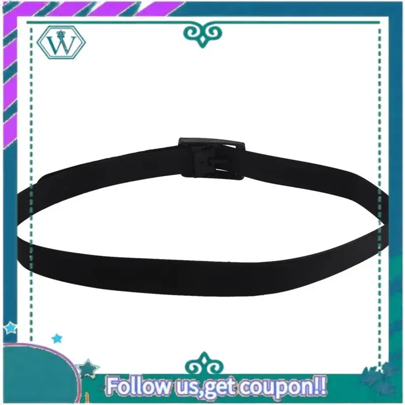 เข็มขัดซิลิโคน A09P 4X สำหรับผู้ชายและผู้หญิง หัวเข็มขัดพลาสติกยาง แบบหนังเรียบ ปรับได้ - สีดำ