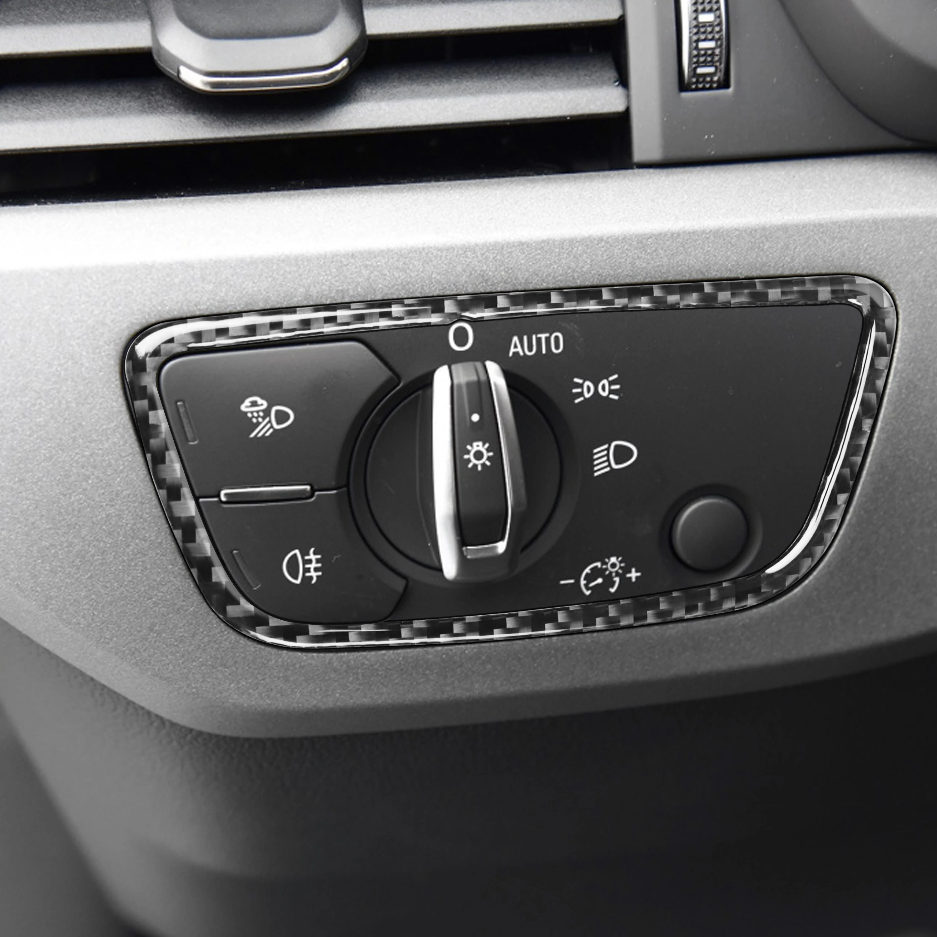 

For Audi A4 A5 B9 2017-2024 Carbon Fiber Headlight Switch Control Panel Frame Cover Decorative Car Accessories Interior Sticker