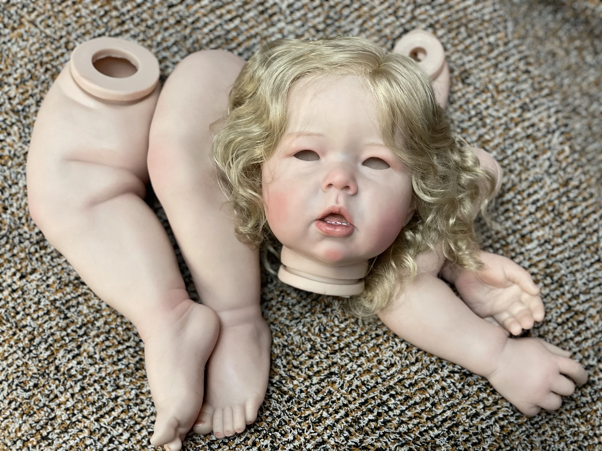 26Inch Unassembled Liam Reborn Doll Kits with Rooted Hair 3D Painted Skin Visible Veins Kits Lifelike Cute Bebe Reborn Dolls