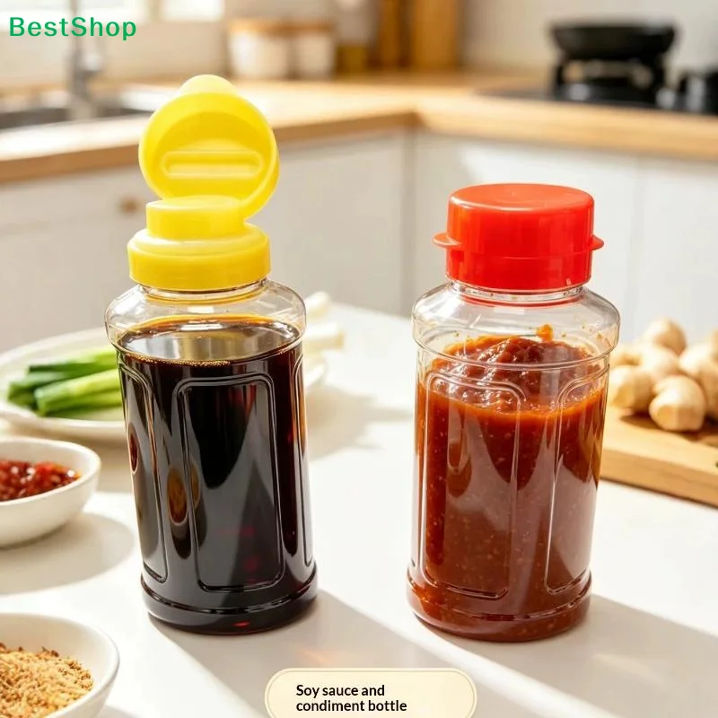 〔G〕1/2pcs 290ml Plastic Condiment Squeeze Bottles Hole Dispensers For Oil BBQ Sauces Paint