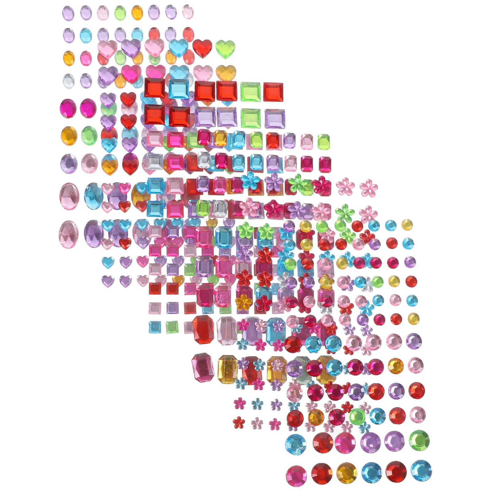 أكريليك وجه أحجار كريمة 12 ورقة ملصقات حجر الراين التصاق قوي للحرف اليدوية والأظافر أحجار كريمة لاصقة للحرف اليدوية