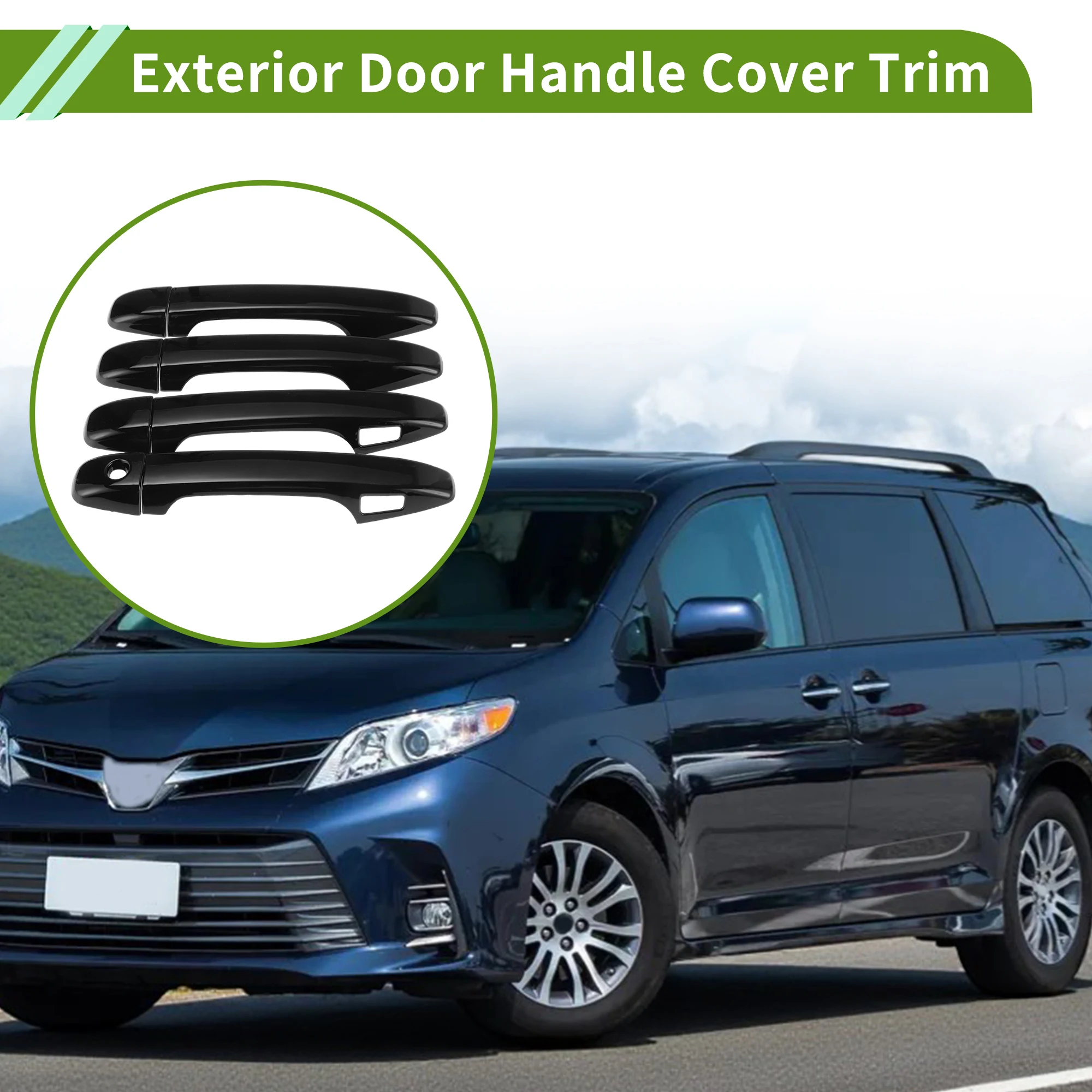 

Накладки на внешние ручки дверей UXCELL (передние и задние) для Toyota Sienna 2011-2019, без отверстия для бесключевого доступа, глянцевый черный цвет