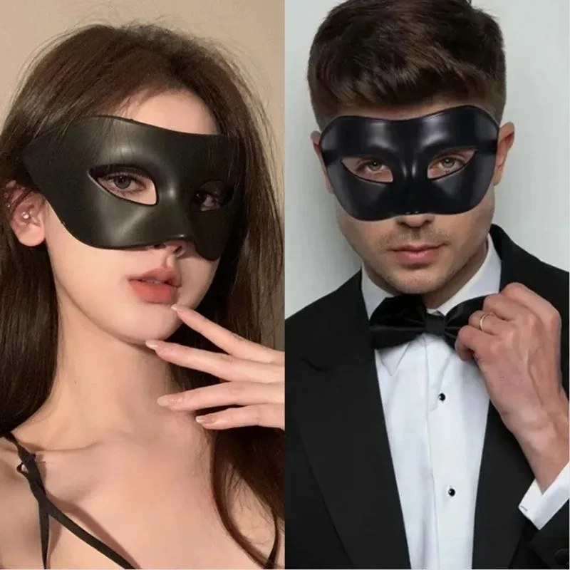 Máscara de olho de casal veneziano, máscara de meia face para dança de Halloween, capacete de festa de formatura para fantasia de dramatização, homens e