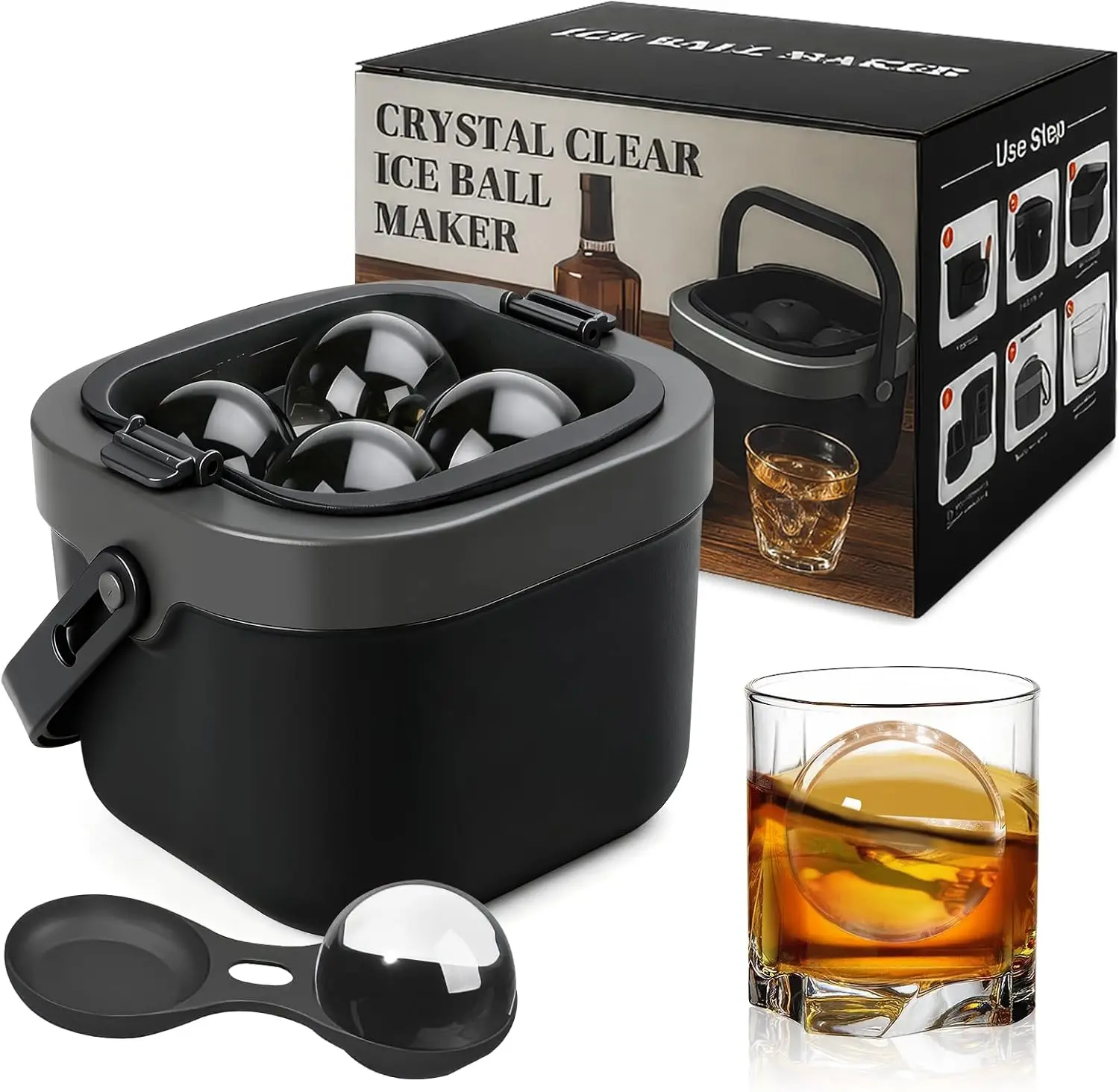 

Crystal Clear Ice Ball Maker Ice Ball Press Spherical Whiskey Tray Mould Bubble-Free Ice Ball Maker 2.36 in Ice Box Mold