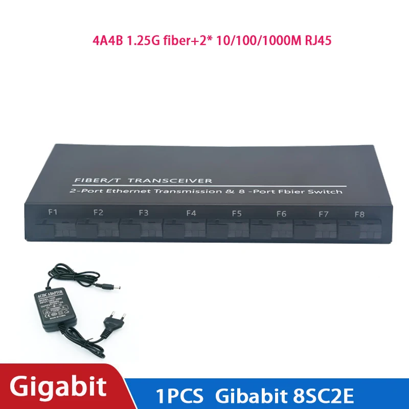 Gigabit Ethernet Switch Fiber Optical switch 8 SC Fiber Port 2 1000M RJ45  Industrial Grade SC Converter 8F2E