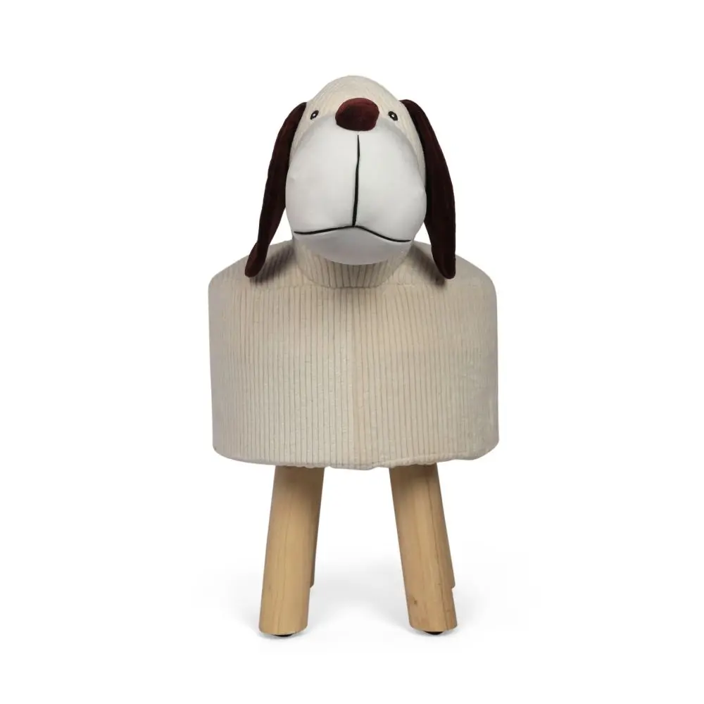 Adorable otomano de pana Beige para perro, taburete de pie de madera funcional, asiento de cambio acolchado para sala de estar y dormitorio de adultos