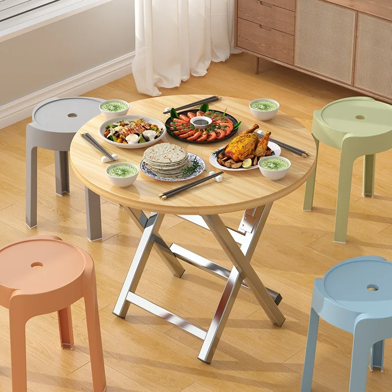 Roundsimple folding dining table Household folding table Round table New portable multi-functional diningtable Invisiblefoldable