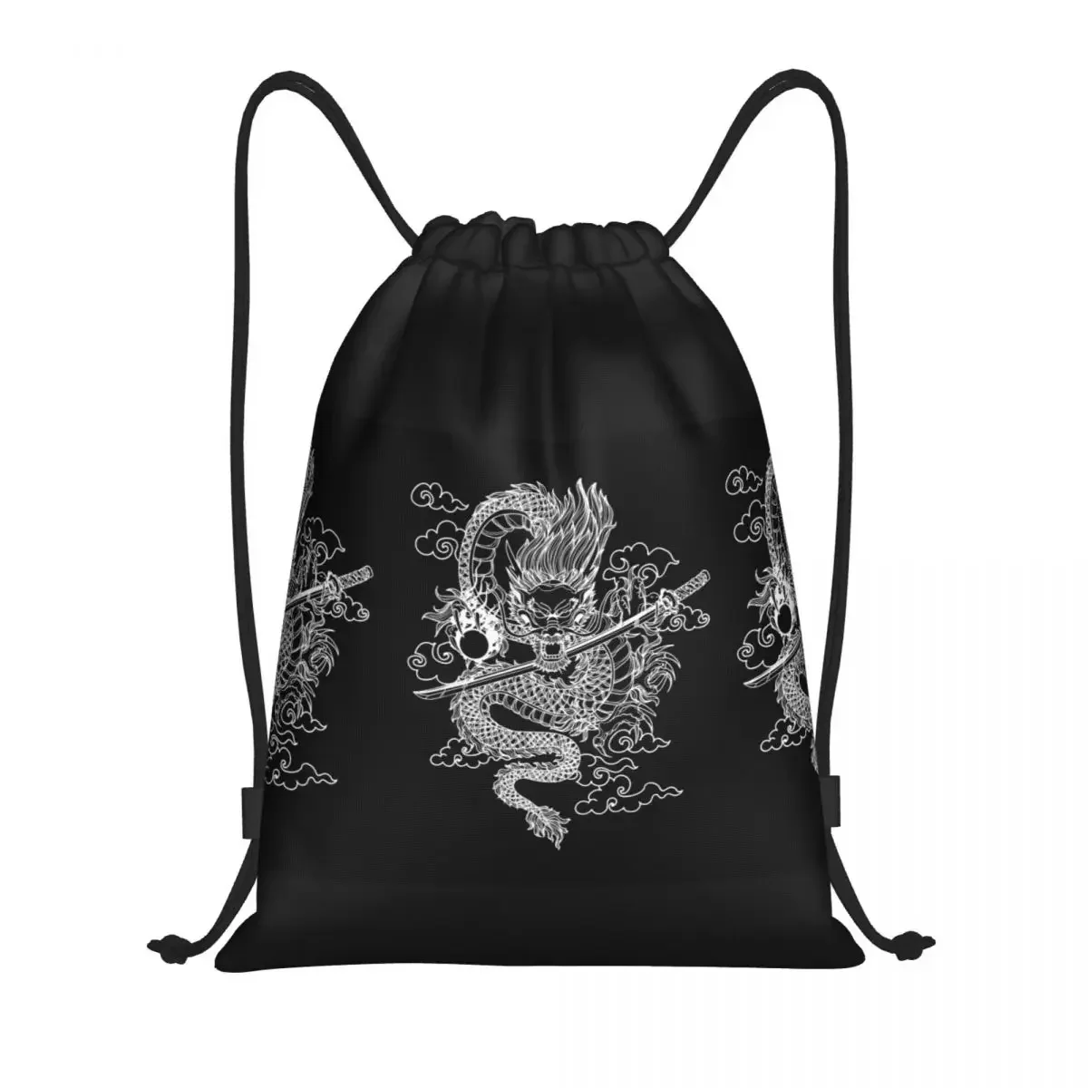 Dragon Drawstring Backpack Women Men Gym Sport Sackpack Foldable Japanese Oriental Mythical Training Bag Sack