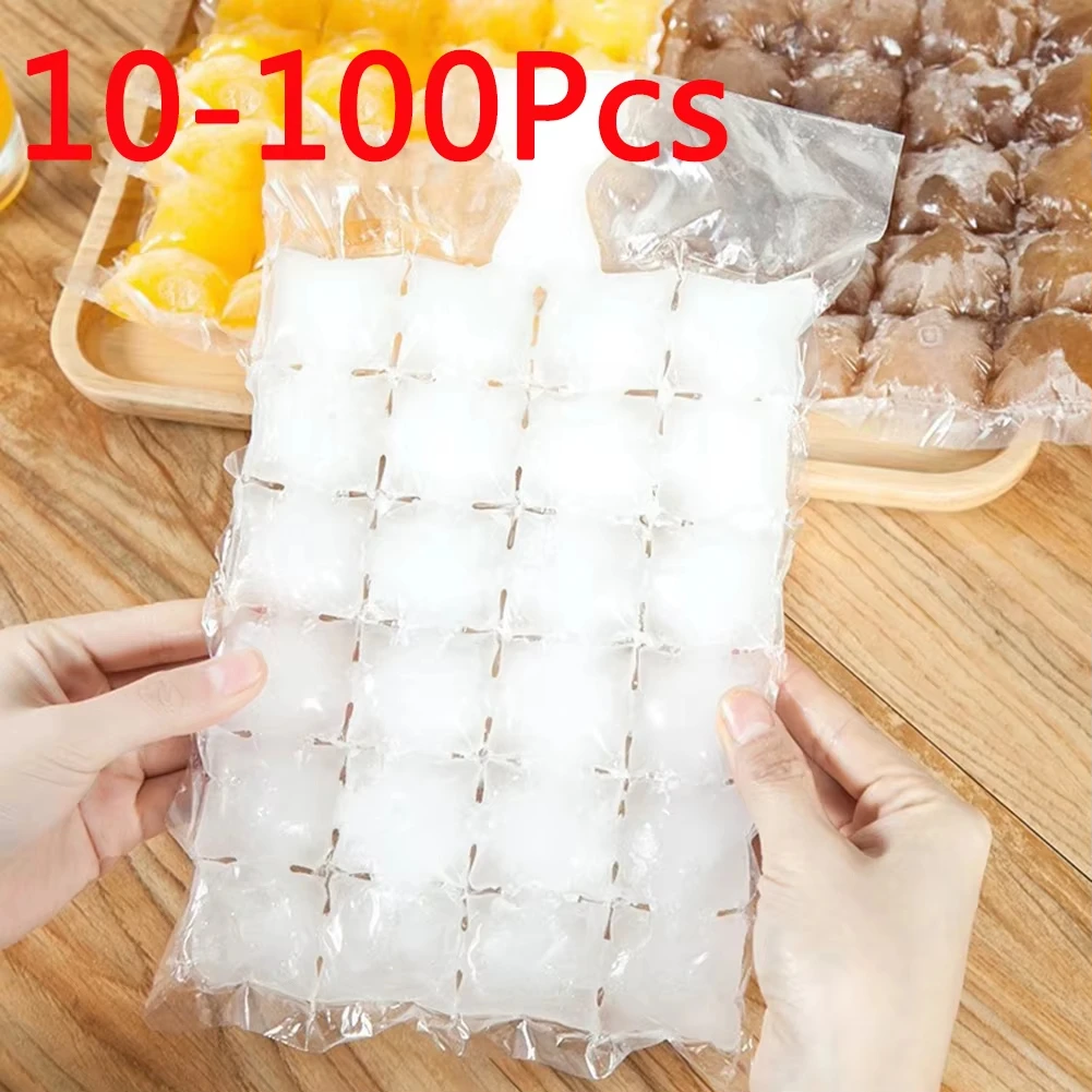 10-100pcs/pack Disposable Ice Bag Lattice Ice Cube Mold Bar Self-sealing Ice Tray Bag Ice Cube Bag Box Edible Frozen Ice Cube