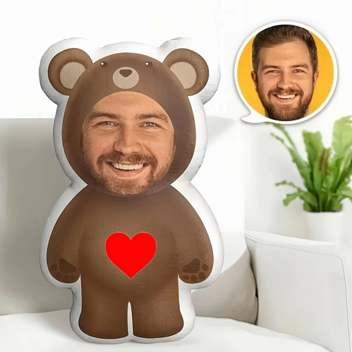 1pc Cojín de peluche personalizado con tu foto - suave y adorable, regalo perfecto para amigos, familia, Navidad, cumpleaños