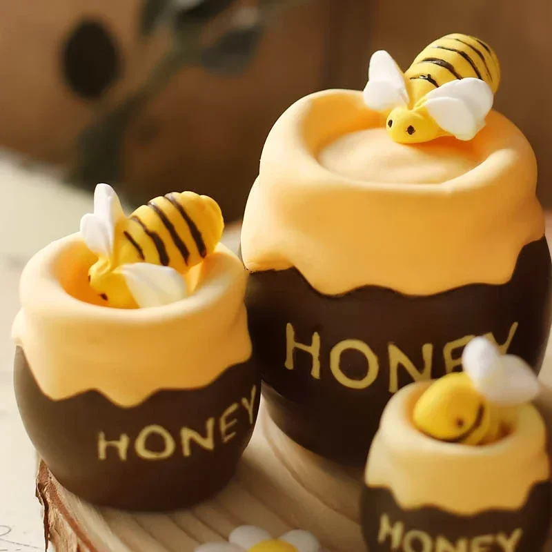 3d Cartoon Bear Silicone Molds Little Bee Honey Bucket Honeycomb Cake Mould Pastoral Style Fondant Chocolate Cake Decoration