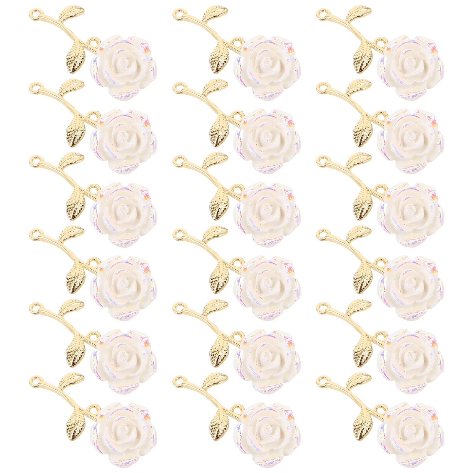 

20Pcs Gold Plated Rose Enamel Charms Long Stem Pendants for DIY Necklace Bracelet Flower Jewelry Findings Enamel Flower Charms