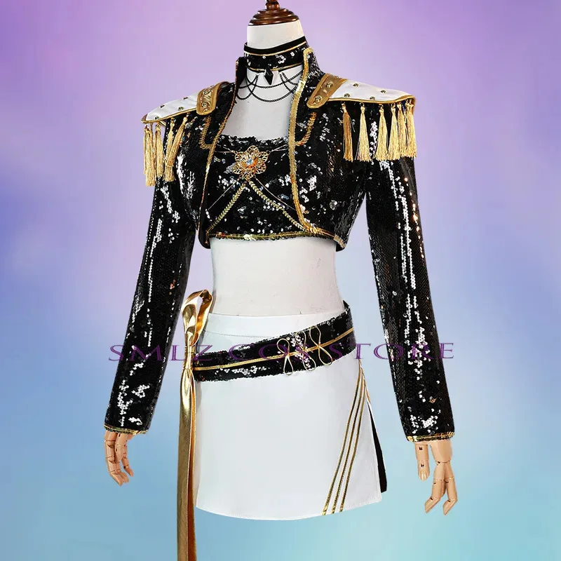 CyKpop Demon Golden Cos Hunter Rumi Mira Cosplay Zoey Cosplay abrigo negro peluca actuación disfraz mujer Halloween juego de rol