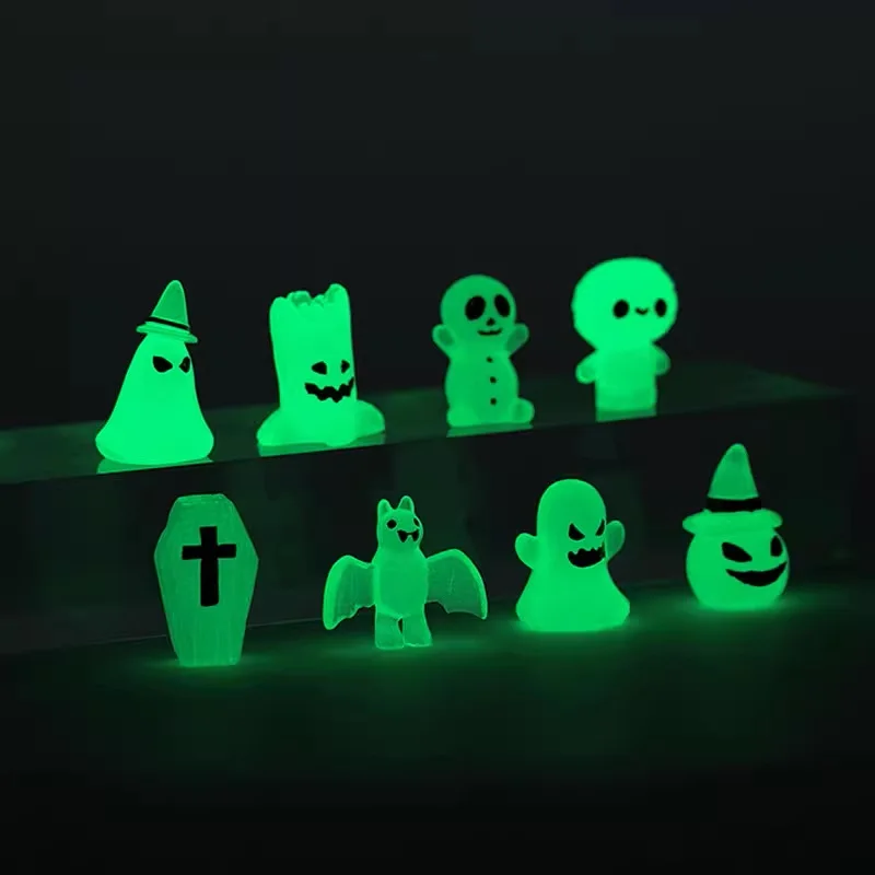 Glow Resin Halloween Car Accessories Ghost Skull Pumpkin Party Cartoon Props Car Center Console Decorations Micro Landscape Gift