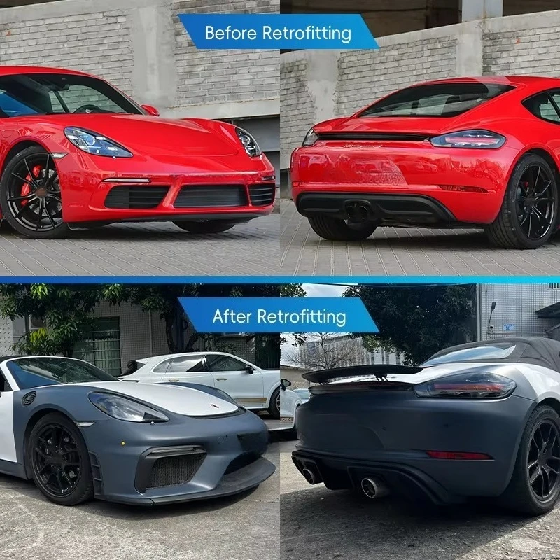 2012-2016 Car Upgraded 718 Front Bumper Headlights Body Kit Rear Bumper Taillights Spoiler for Cayman Boxster 981