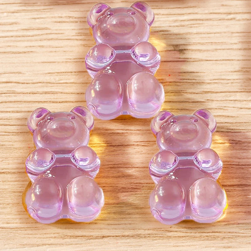 Tusember 20 Stück Niedliche transparente farbige Acryl-Bärenperlen, süße Gummibärchen, DIY-Halskette, Armband, Ohrringe, Schmuckherstellung, Geschenke – Detail 3