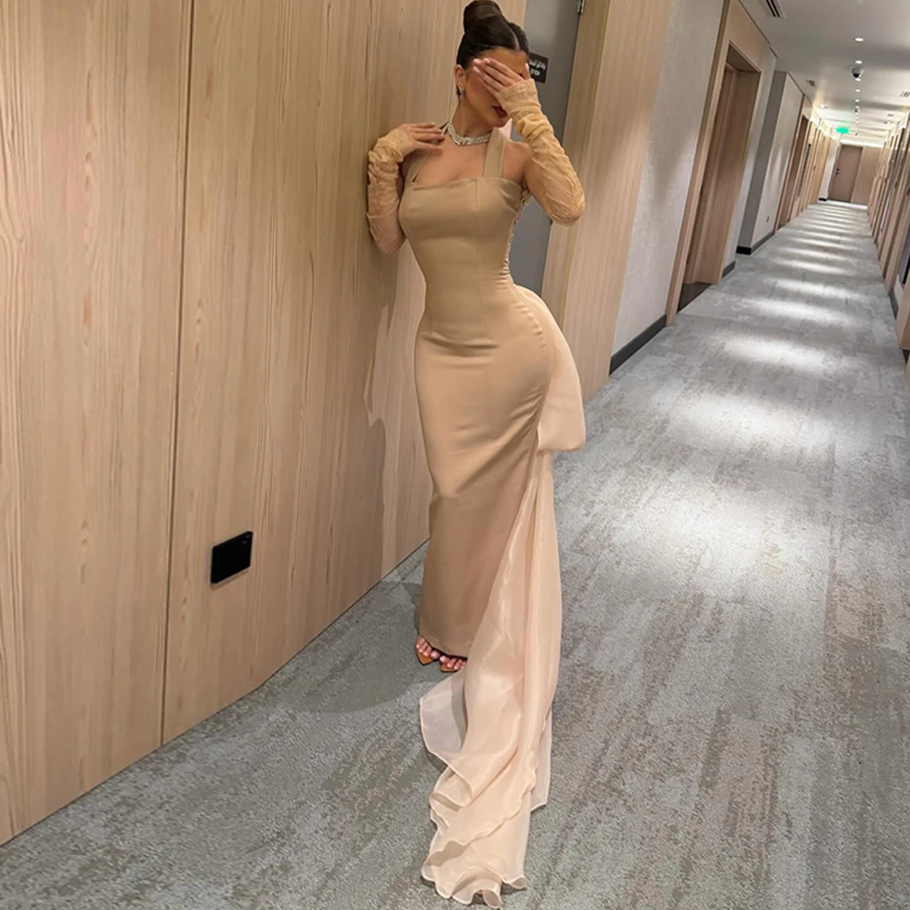 

Modern Jersey Evening Dress Elegant Halter Mermaid Party Dresses Delicate Bow Panel Train Customized Special Occasion Gowns