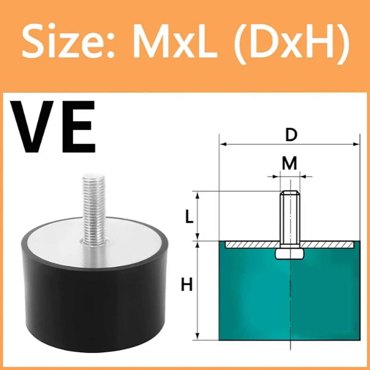 VE-Type Male Thread Rubber Shock Absorber - M3-M16 Anti Vibration Isolation Mount Crash Pad Damper