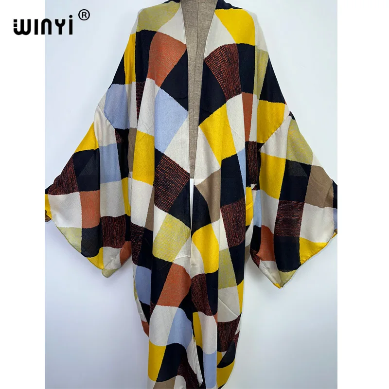 WINYI-Kimono à manches longues pour femmes, vêtements de plage, imprimé, correspondance de documents, cover-up, boho, cardigan, élégant, sexy, vacances, 2022