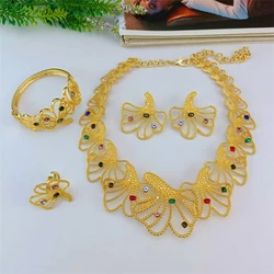 EMMA Dubai Gold Plated Jewelry Set Luxury Coloful Stone Necklace Elegant Bracelet Earrings Wedding Jewelry Woman Gift