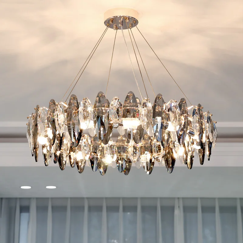 

Modern Chandelier Luxury Crystal LED Pendant Lamp Living Bedroom Home Decor Round Crystals Hanging Light Suspension Luminaire