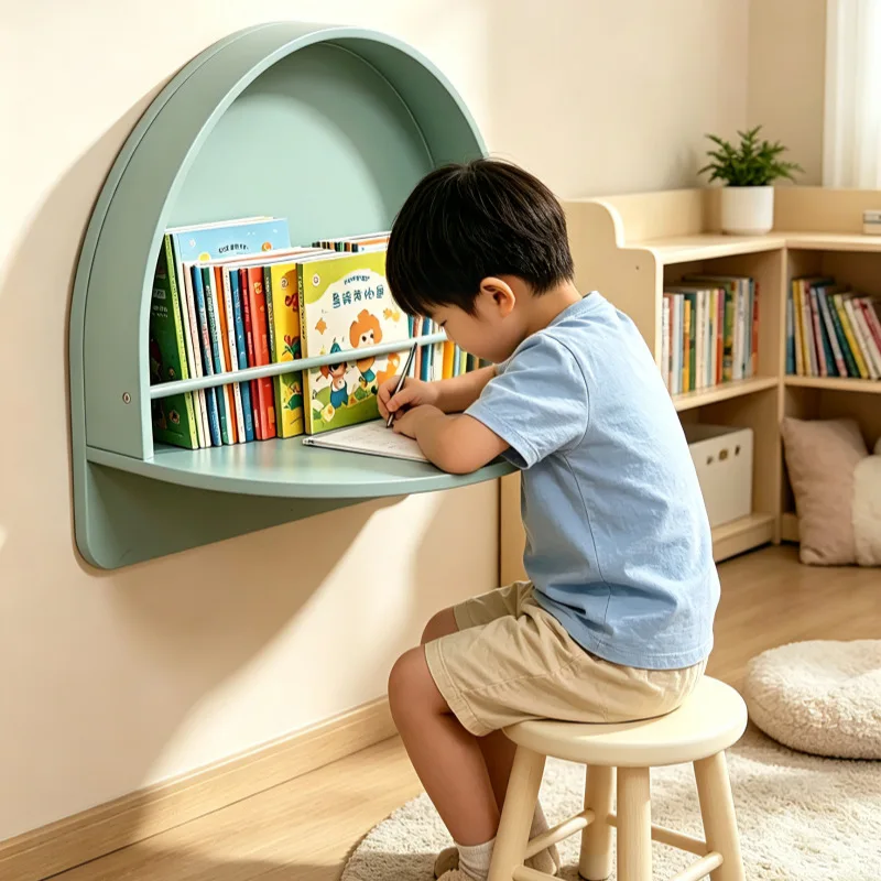 Cross-border wall-mounted desk bookshelf integrated wall-mounted writing table small apartment learning creative table
