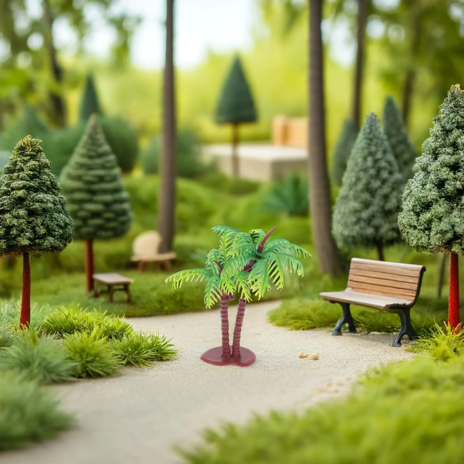 

10pcs Miniature Coconut Tree Artificial Greenery For Train Railway Diorama Decor Cake Topper Photography Prop Small Tropical